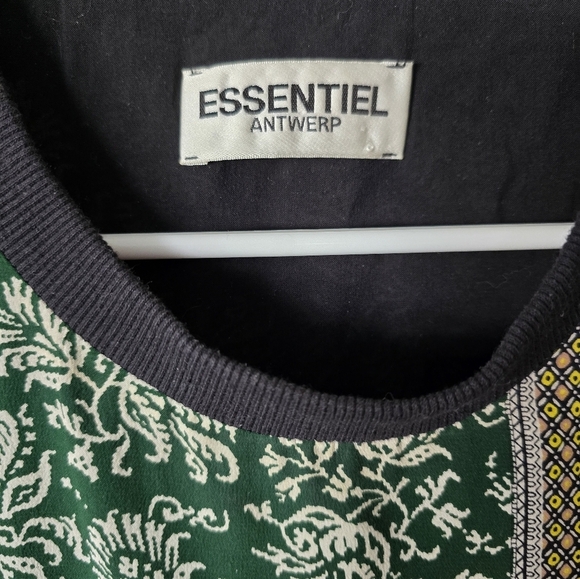 Essentiel Antwerp Shift Dress Scarf Print Sz 34 (US 4) 100% Silk Drop Waist - Picture 4 of 5